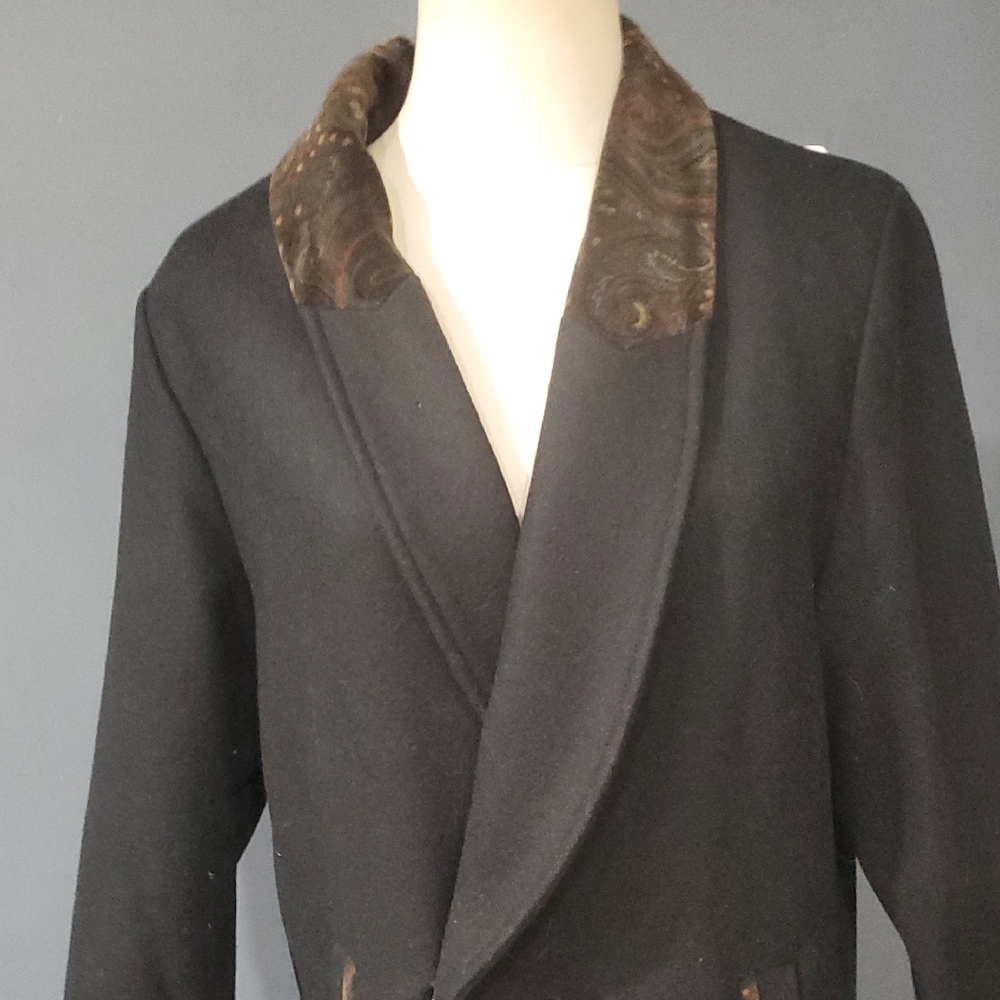 David Benjamin Elegant Black Vintage  Double-Breasted Pea Coat - Picture 3 of 17